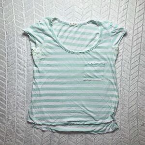 A.L.C Striped Tee Shirt 100% Cotton Short Sleeve Cap Sleeve Scoop Neck Top M